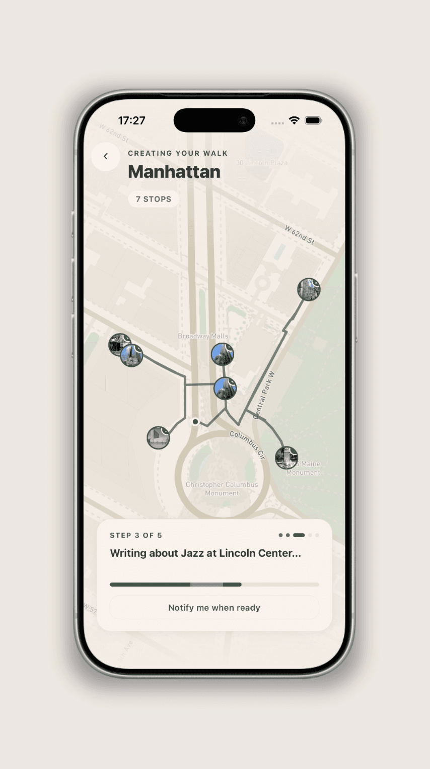 Generating a walk through Manhattan — step 2 of 5, writing about Jazz at Lincoln Center